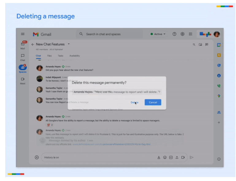 Google ChatにてSpaceのマネージャーがメッセージを削除できるようになるお話